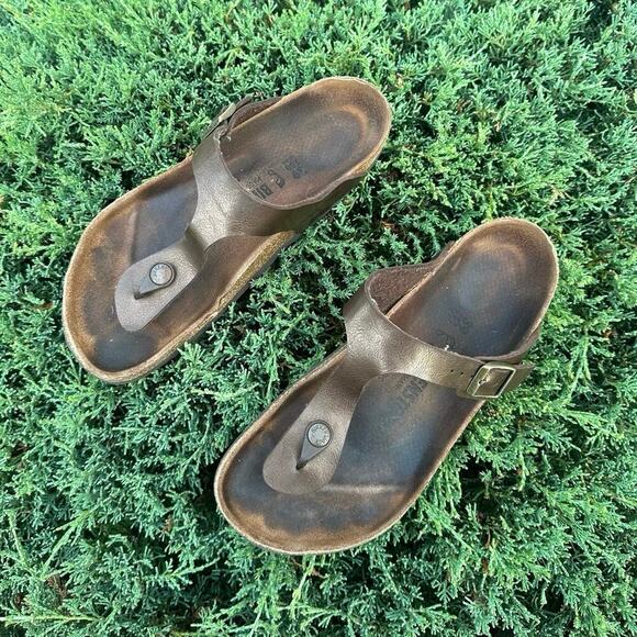 Birkenstock Gizeh Leather Thong Sandals Size 39 US M6 L8‎ Brown - Picture 3 of 14